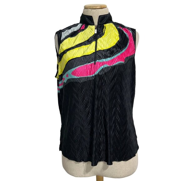 Jamie Sadock Womens Medium Sleeveless Textured Zip Top Shirt - Picture 1 of 7